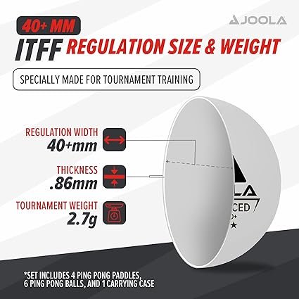 JOOLA Premium Table Tennis Set 4 Regulation Ping Pong PaddlesTraining Ping Pong Balls and Carrying Case